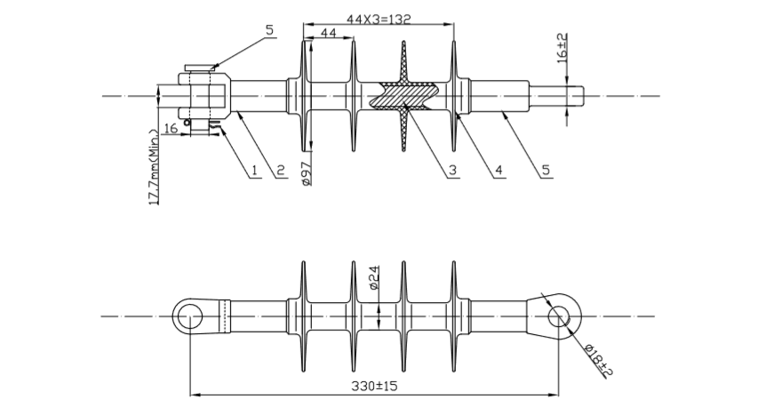 15kv polymer suspension insulator